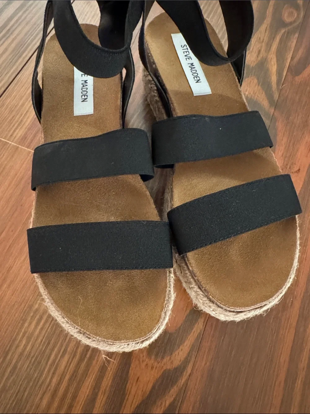 Steve Madden Black Espadrille Platform Sandals with Ankle Strap